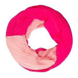 Issey Miyake Two-Tone Pleated Infinity Scarf in Hot Pink and Light Pink